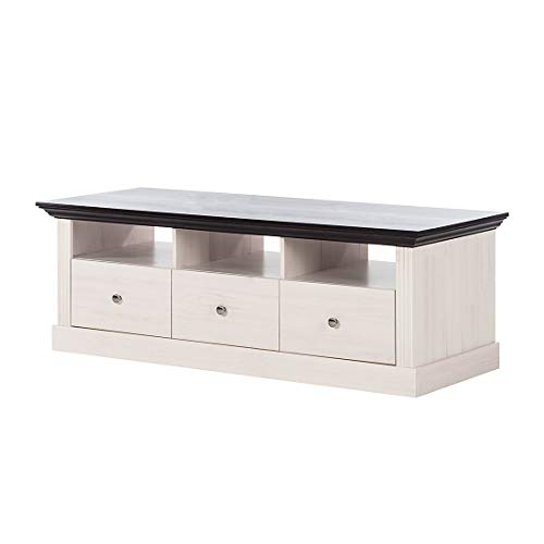 Steens 31771013 TV Monaco Tisch 49 x 145 x 55.5 cm in Kiefer massive, weiß und dunkelbraun - 2
