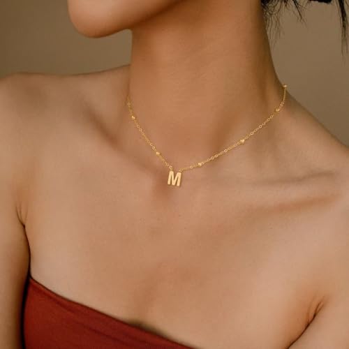 Initial Necklaces for Women Dainty Gold Letter Necklace Trendy A-Z Pendant Choker Necklace Cute Name Personalized Fashion Jewelry Gift for Women Teen Her3