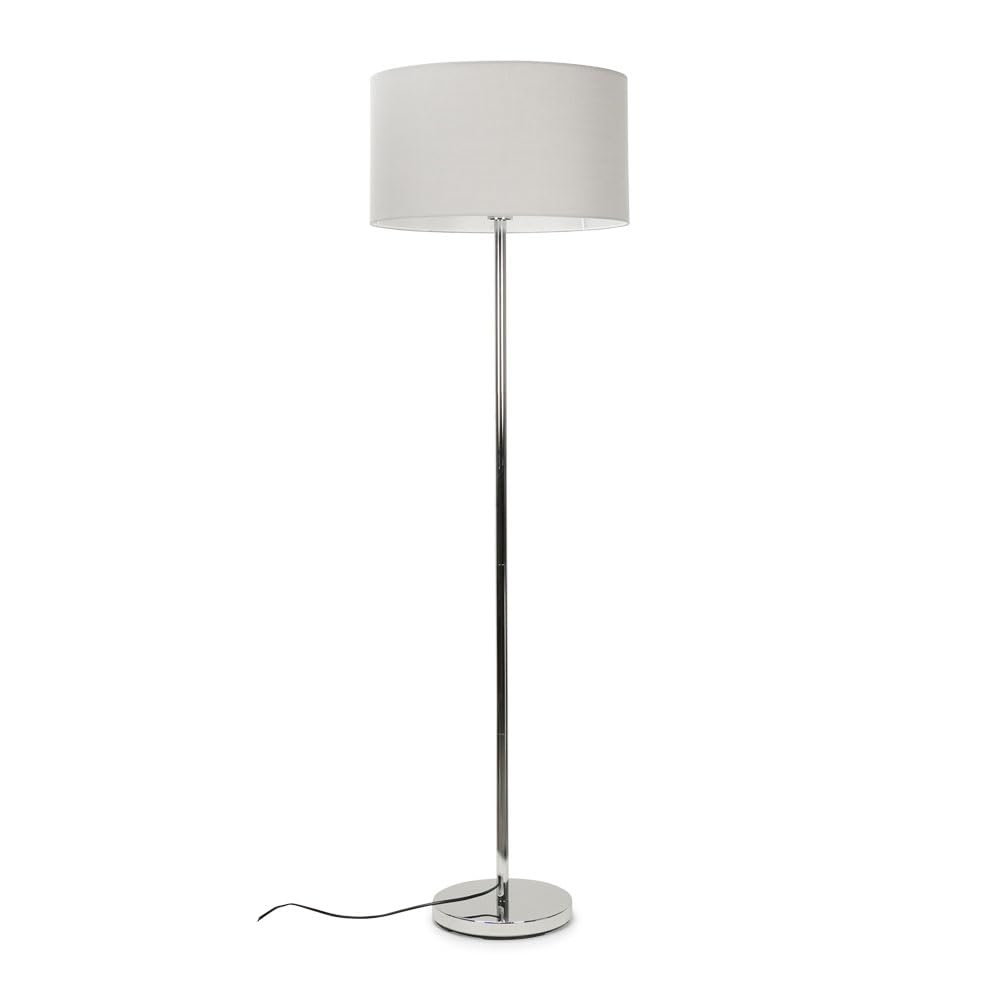 Minisun Grey | Modern Floor Lamp In A Polished Chrome With A Drum Shade | Floor Lamps & Torchieres, Home Décor & Improvement Essential