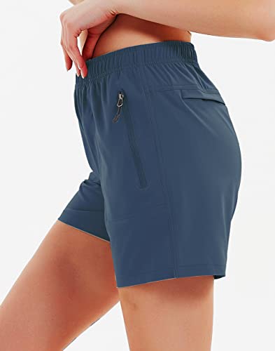 Nomolen Women's 5" Hiking Cargo Shorts Quick Dry Lightweight Athletic Outdoor Shorts For Workout With Zipper Pockets Upf 50+ Navy Blue #TOP1