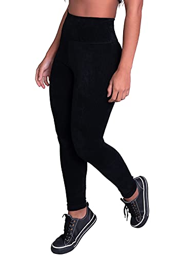 Calça Legging Feminina Veludo Cotelê Cintura Alta