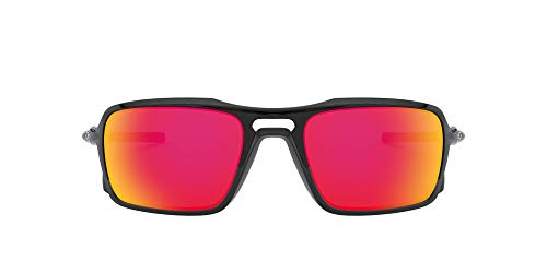 Oakley Men's Triggerman Non-polarized Iridium Rectangular Sunglasses, POLISHED BLACK, 58.5 mm