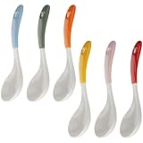 DOITOOL 6 Stück Teiliges Keramik suppelöffel Farbig Wiederverwendbar Glatte Oberfläche Vielseitig für Suppe Reis Brei Spülmaschinenfest Chinesisches Essgeschirr Robust und Praktisch