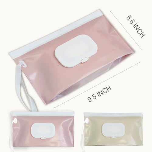 cephira Baby wipes dispenser,portable baby wipes holder for outdoor, Refillable baby wipes container, on the go wet wipe pouch for travel, resuable wipes dispenser for hiking (Nude Pink) - 4