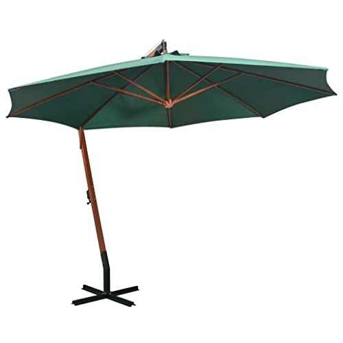 Vetnasa Sombrilla colgante con palo de madera verde 350 cm Casa y jardín, Jardín, Artículos de exterior, Sombrillas Verde 22,84 KG