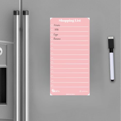 Image of Zesta Vinyl Magnetic Planner for Fridge | Cute Weekly Planner /Meal Planner with Marker | Rewritable Magnetic White Board for Fridge (Pastel Pink)