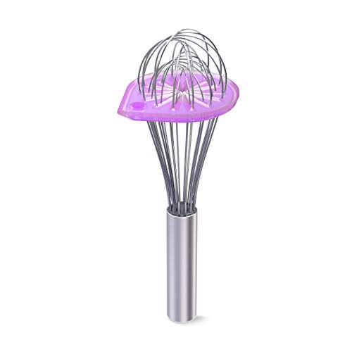 Product Image of the Whisk Wiper - Wipe a Whisk Easily - Multipurpose Kitchen Tool, Made In USA - Includes 11' Stainless-Steel Whisk - Cool Baking Gadget, A Great Gift For Men and Women (Color: Violet)