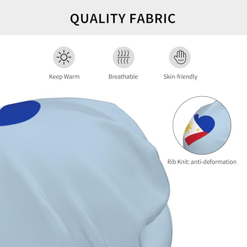 Love Philippines National Flag Children Hip Hop Knitted Hat Kids Elastic Leisure Knit Cap Warm Sleep Beanies Black3