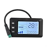 Electric Bicycle LCD Display Screen with 5 Pin Connector 24V 36V 48V E-Bike Digital Monitor Panel for Speed Mileage Battery Status(Black-white screen)