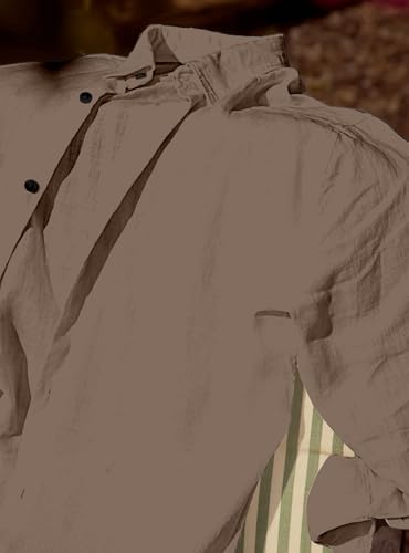 Image of Men's Long Sleeve Linen Shirt, Button Down, Casual Collared, Full Sleeve Shirt