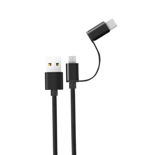 Image of Cable 2 in 1 - Micro /Type-C Cable & Micro USB Port, Unbreakable Braided Charging Cord for Smatphone, Laptops & Other USB Devices, Support Power Delivery (PD) & Data Sync (Black)