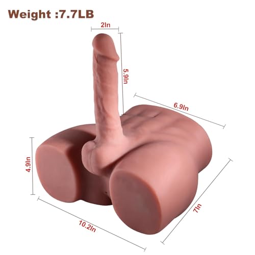 Image of Brown Male Sex Doll with Flexible Dildo,Realistic Thick Dildo for Women Men Gay Couple,10.2x7.1 inch,7.7lb