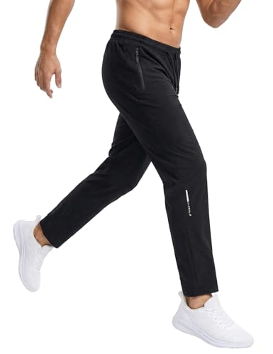 Image of Venzina Men's Quick-Dry 4-Way Stretch Joggers Tapered Fitness Pants with Ankle Cuff for Workout, Gym, Running &Casual Wear