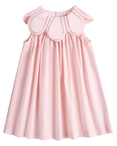 Toddler Baby Girl Casual Cotton Dress with Flower Shaped Collar by Handmade?Kids Vintage Playwear Dresses with Sleeveless in Spring Summer for Holiday Playwear Daily wear (US, Age, 7 Years, Pink)