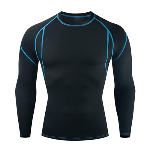 Maglietta Compressione Uomo Traspirante, Maglia Termica Moto Manica Lunga Traspirante Asciugatura Rapida Maglia da Corsa con Atletico Maglia Sportiva Fitness Shirt Top per Ciclismo Running