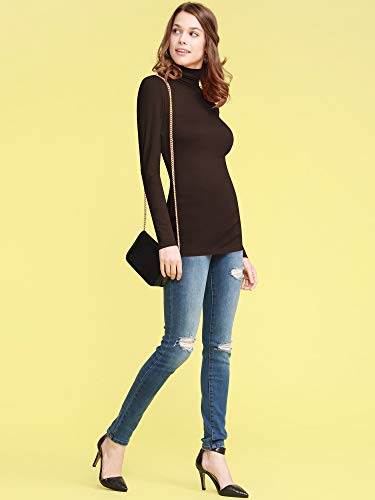 Image of Lock and Love Women's Turtleneck Top Lightweight Long Sleeve Slim Fit Pullover, Soft Rayon Stretch Layering Basic, S-3XL