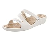 Crocs Patricia Women, Sandalias de Punta Descubierta para Mujer, Blanco (Oyster/Gold 13s), 39/40 EU