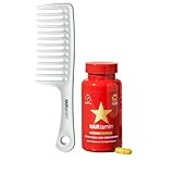 Hairtamin Advanced Vegan Biotin Supplement Pack | Hair, Skin & Nail Vitamins with Gentle Detangling Comb to Promote Growth & Thickness