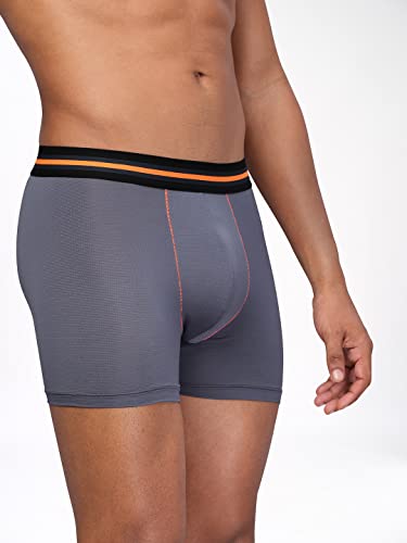 Image of TECHNOSPORT Men's Colorblock Trunks Underwear with ElastoLITE 4 Way Stretch Lightweight Breathable Moisture Wicking Soft Anti Odour Anti Microbial UPF 50+ Comfort Fit Boxer Briefs Innerwear for Men