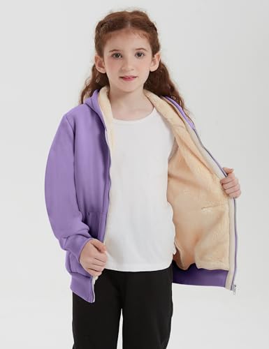 Image of Kids Sherpa Lined Zip Up Hoodie Winter Warm Fleece Jacket 4-15Y