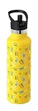 Super Sparrow Edelstahl Trinkflasche Kinder - 18/10 Ultraleicht Thermobecher - 350ml - Standardmund Stroh-Deckel - BPA-Frei Thermoskanne, Thermosflasche für Sport, Travel , Schule, Outdoor, Büro