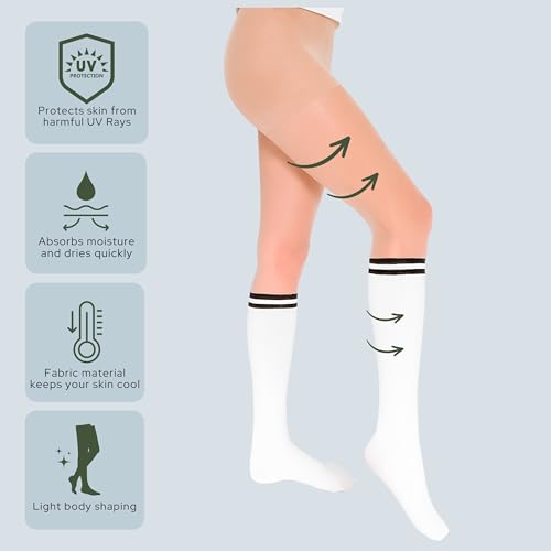 2 Pack Bundle Golf Stripe Two-Tone Knee-High Pantyhose Stocking UV Protection Soft Hip Support Made in Korea4