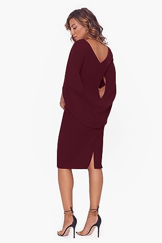 Image of Betsy & Adam Women's Scuba Crepe Drape Sleeve Knee Length Dress
