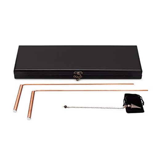 Voisin Products Copper Dowsing Rods in Wood Case & Copper Pendulum | Also Called Divining Rods, Dowsing Sticks, & Witching Rods | Tool for Water Divining, Ghost Hunting, & Finding Items