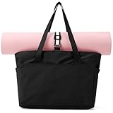 RARE SPACE Women's Tote Bag with Zipper - Yoga Nurse Work Laptop Gym Dance Travel Diaper Bag with Compartments Multi Pocket