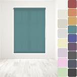 Straight Edge Dim-Out Roller Blind - Easy Fit Home Office - 120cm Width x 160cm Width Drop - Teal