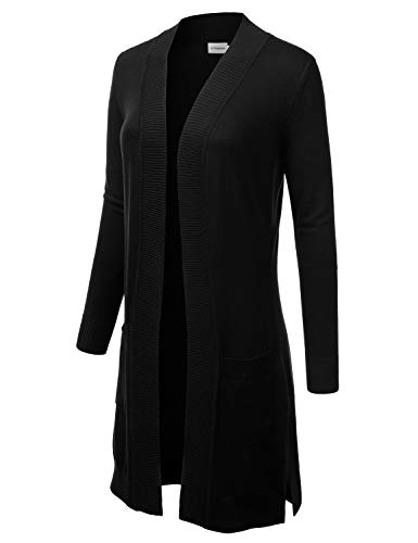JJ Perfection Womens Casual Long Knit Cardigan Long Sleeve with Pockets Lightweight Open Front Sweater Jacket with Plus Size2