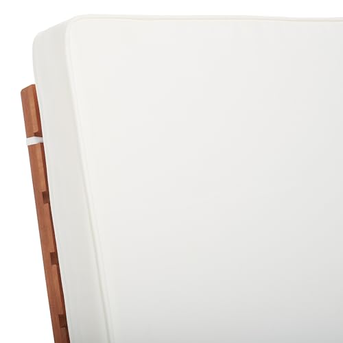 Image of SAFAVIEH Outdoor Collection Newport Natural / Beige Cushion Built-in Side Table Adjustable Chaise Lounge Chair