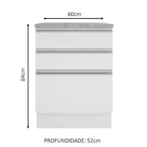 Balcao Gaveteiro Madesa Glamy G2460109GL Branco SE