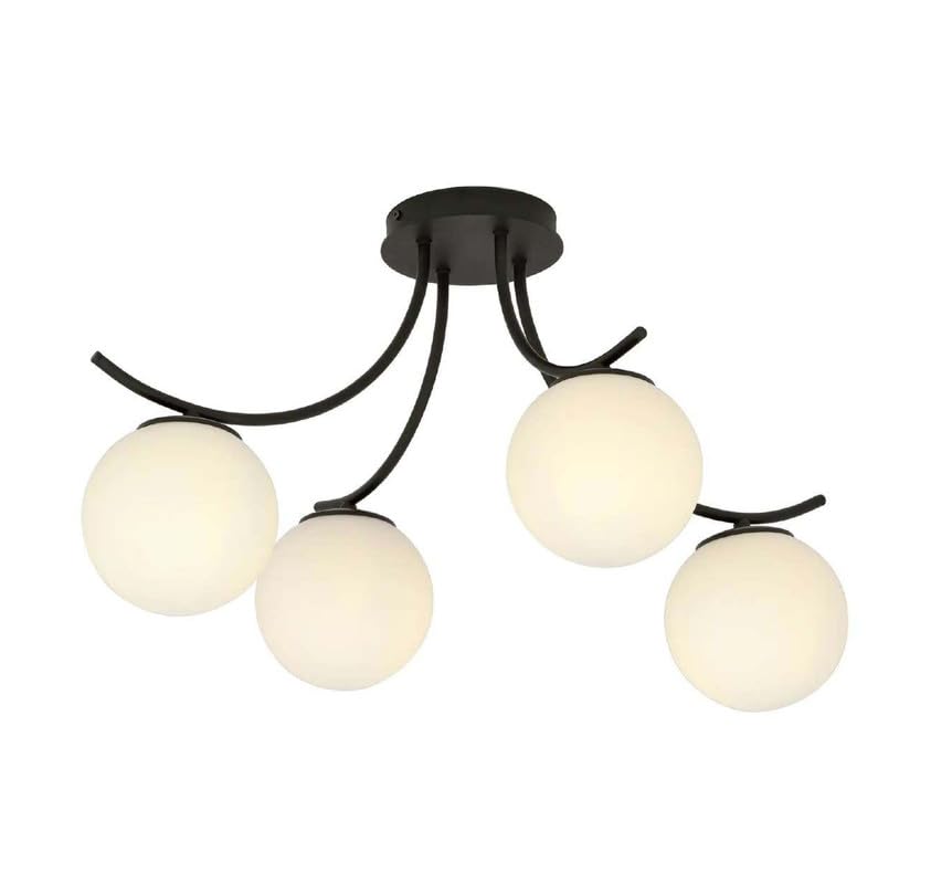 Image of Chandni Decor Ceiling lamp, Black /Opal, 4-Bulb and (Pack of 1)