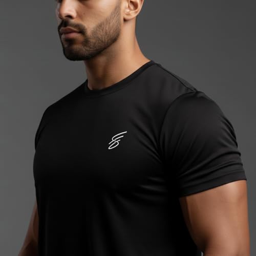 Image of Round Neck Moisture Absorbing Performance Half Sleeve Slim Fit T-Shirt for Men | Quick Dry Technology | Light Weight & Breathable Fabric | Ideal for Indoor & Outdoor Physical Activity