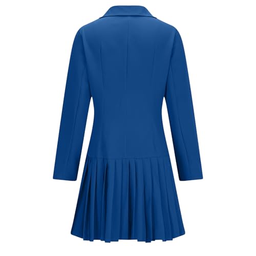 Women's Blazer Dress Lapel Double Breasted Preppy A Line Pleated Long Sleeve Dress Casual Formal Work Dresses2