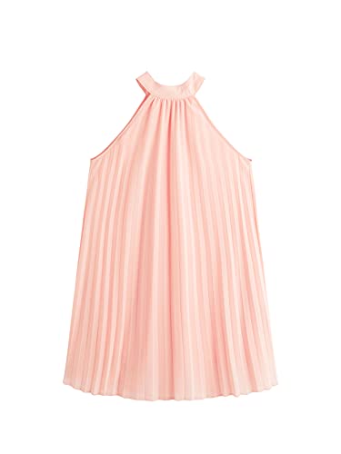 WDIRARA Girl's Sleeveless Pleated Halter Dress Casual Button Back Dresses
