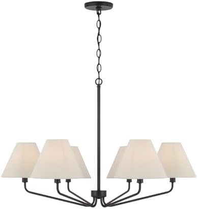 Capital Lighting 456661ES-713 Chadwick Ecru Fabric Shade Chandelier, 6-Light 360 Total Watts, 22" H x 34" W, Espresso