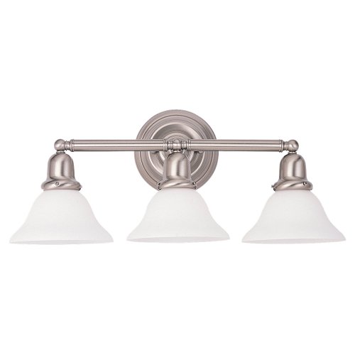 Best Deal Product Sea Gull Lighting 44062-962 Sussex Collection Three-Light Wall Sconce, Brushed Nickel Finish with Satin White Glass