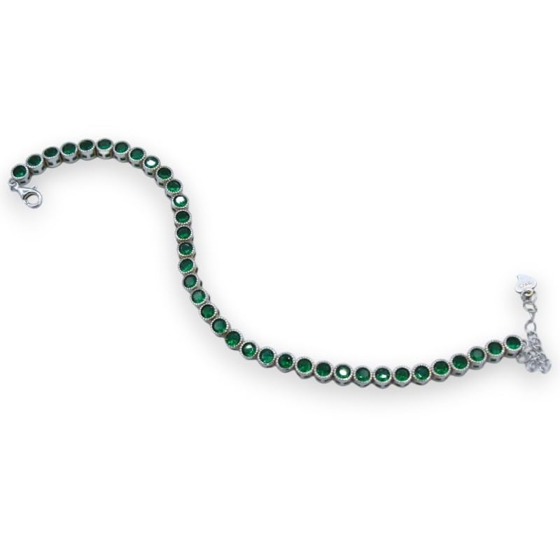 Bracelet tennis argent 925 Sicilia Bedda Capaci et oxydes vert émeraude élégant