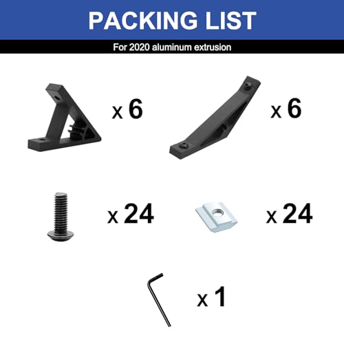 Image of 12 pcs Black 2020 45 /135 Degree Angle Corner Bracket 2020 Extrusion Hardware T-Slot V-Slot Accessories with Screws and Nuts for 2020 Aluminum Extrusion Connector 3D Printer Accessories