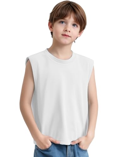 Kids Boys Cotton Sleeveless Crop Tank Top Tshirt Solid Color Sports Vest Outdoor Athlecamisole