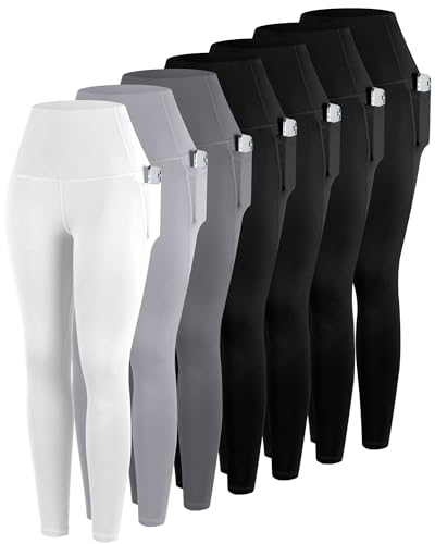 Image of ATHVOTAR Leggings with Pockets for Women, 7 Packs High Waisted Workout Tummy Control Yoga Pants