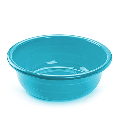 AC - Barreño Redondo - Capacidad de 20 litros - Fabricado en Polipropileno - para Lavabo, Fregadero y Bañera – Color Azul