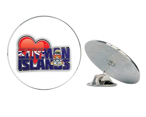 Cayman Islands Art Heart Flag Travel Slogan Round Metal 0.75