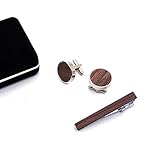 Fomissky - Juego de gemelos para hombre, diseño de nogal con caja de regalo, gemelos de madera personalizados, accesorios de boda de negocios, Average, Cobre, Sin gemas.