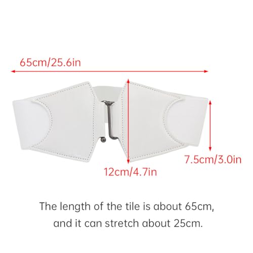Wide Elastic Belt for Women, Stretch Waist Belt Ladies Dress Buckle Belt Vintage Waistband Adjustable Shaping Waist (Red)3