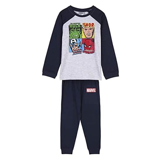 CERDÁ LIFE'S LITTLE MOMENTS Pijama Niño Invierno de The Avengers 100% de Algodón con Camiseta Manga Pantalon Largo-Licencia Oficial Juego, Gris, 6 años para Niños