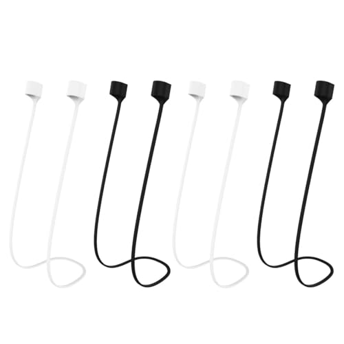 FIMWOLZ 4 stuks anti-verliesdragers voor draadloze hoofdtelefoon, koord, anti-verlies, sportlijn, zwart en wit