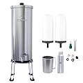 Countertop Gravity Water Filter System - 3.17 Gal/12L | 304 Stainless Steel | Gravity-Fed Water Purifier with 2 Flouride & Chlorine Reduction Cermaic Cartridges | Also Removes Bacteria & Heavy Metals